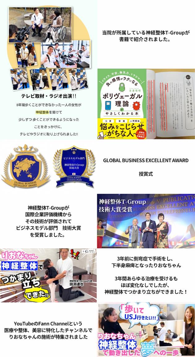 神経整体T-Groupの活動など、ポリヴェーガル理論の書籍で紹介されました、国際企業評価機構から技術大賞を受賞しました、りおなちゃんの施術の軌跡の動画紹介