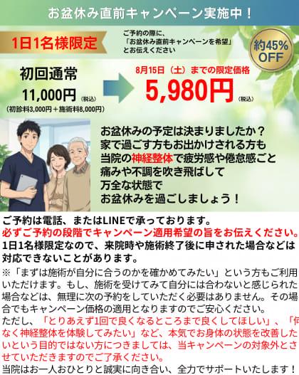 名古屋市北区の平安通整骨院のお得なキャンペーン情報