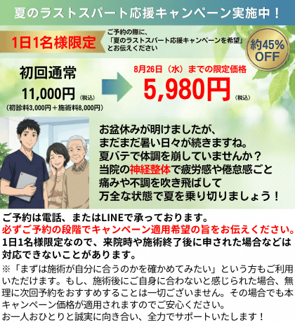 名古屋市北区の平安通整骨院のお得なキャンペーン情報
