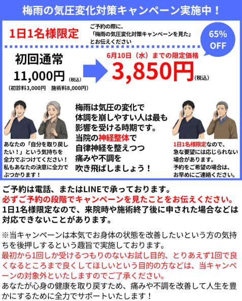 名古屋市北区の平安通整骨院のお得なキャンペーン情報
