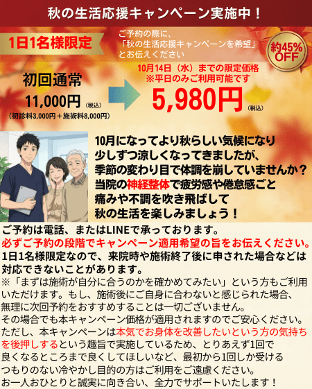 名古屋市北区の平安通整骨院のお得なキャンペーン情報