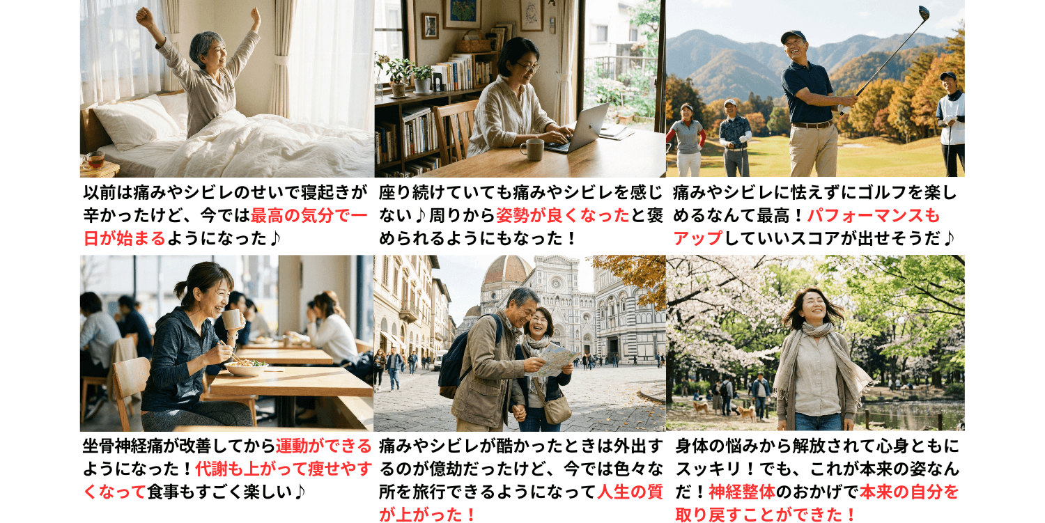 坐骨神経痛が改善して人生を楽しんでいる人達