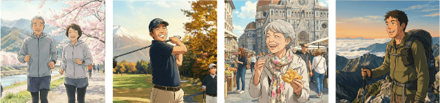 神経整体で身体の状態が良くなってランニング、旅行、ゴルフ、登山を楽しんでいる人達