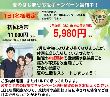 名古屋市北区の平安通整骨院のお得なキャンペーン情報