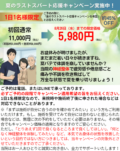 名古屋市北区の平安通整骨院のお得なキャンペーン情報