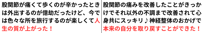 股関節痛が改善して人生を楽しんでいる人達の説明文