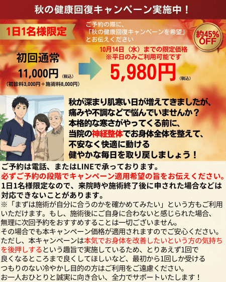 名古屋市北区の平安通整骨院のお得なキャンペーン情報