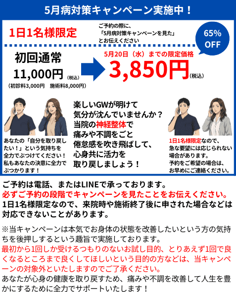 名古屋市北区の平安通整骨院のお得なキャンペーン情報