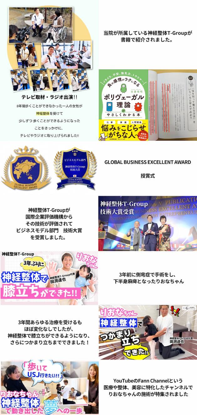 神経整体T-Groupの活動など、ポリヴェーガル理論の書籍で紹介されました、国際企業評価機構から技術大賞を受賞しました、りおなちゃんの施術の軌跡の動画紹介