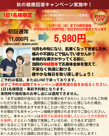 名古屋市北区の平安通整骨院のお得なキャンペーン情報