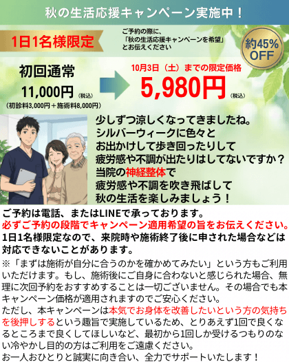 名古屋市北区の平安通整骨院のお得なキャンペーン情報