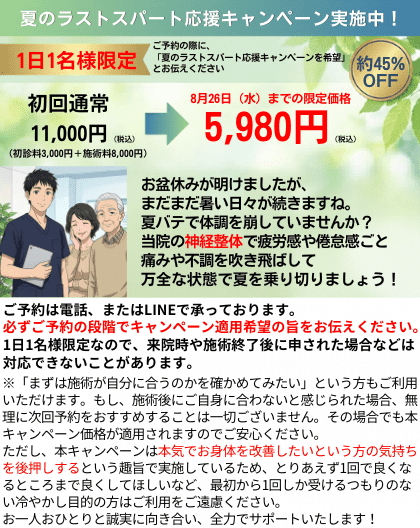 名古屋市北区の平安通整骨院のお得なキャンペーン情報