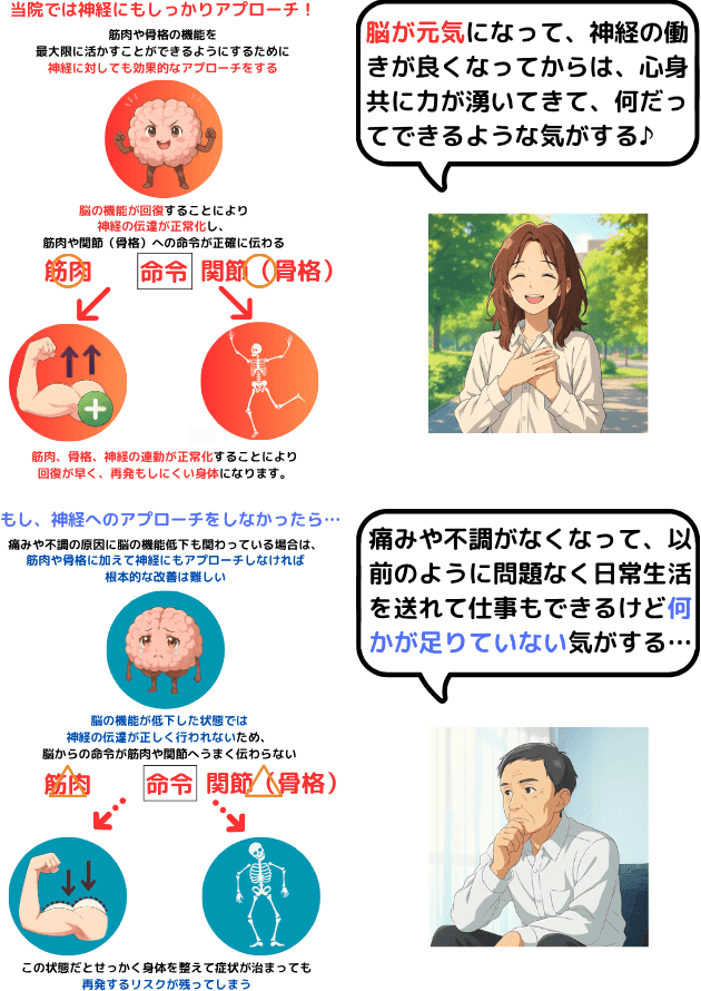 脳の機能が回復すれば神経、骨格、筋肉のポテンシャルが最大限発揮されます