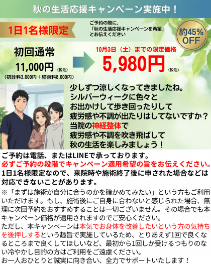名古屋市北区の平安通整骨院のお得なキャンペーン情報