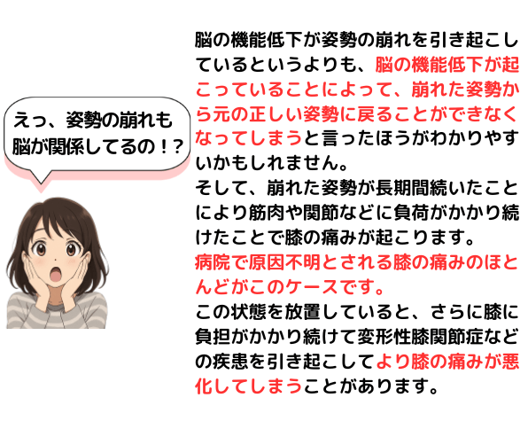 姿勢の崩れも脳の機能低下が原因