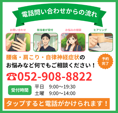 名古屋市北区の平安通整骨院へ電話をかける（タップで発信）