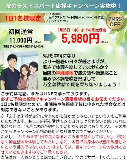 名古屋市北区の平安通整骨院のお得なキャンペーン情報