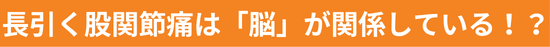 慢性的な股関節の痛みは脳が関係している！？