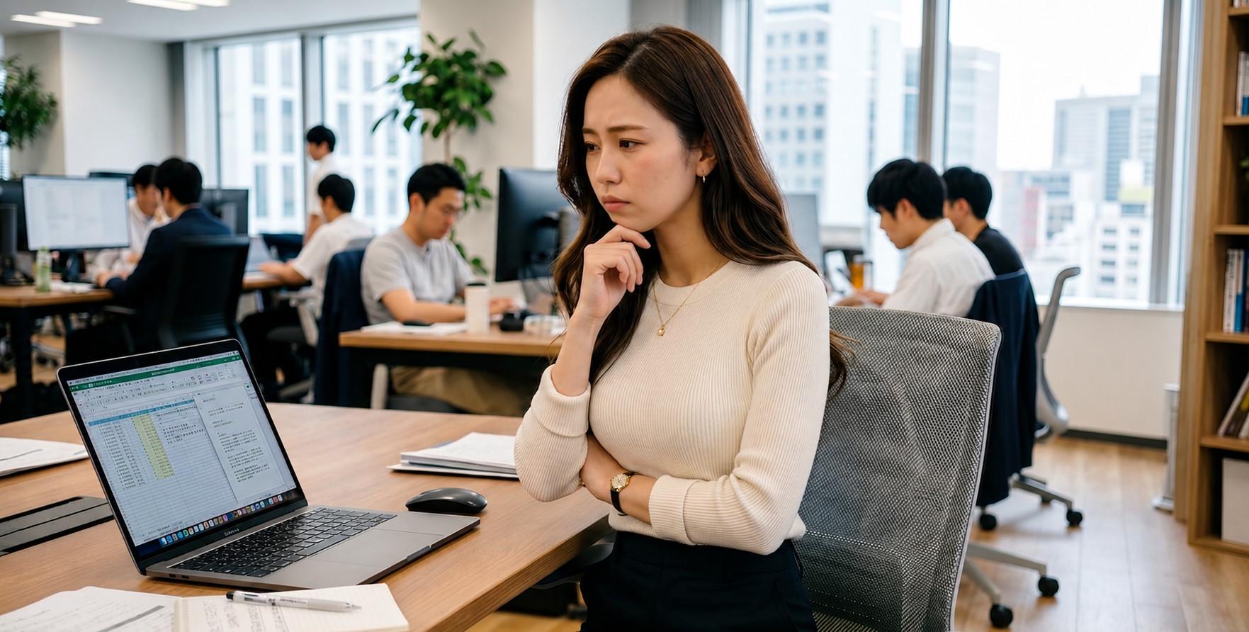 オフライン広告の効果測定が難しく、悩んでいる広告主企業の担当者のイメージ