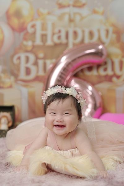 ハーフ・ファーストバースデーのスタジオ写真、大阪、平野