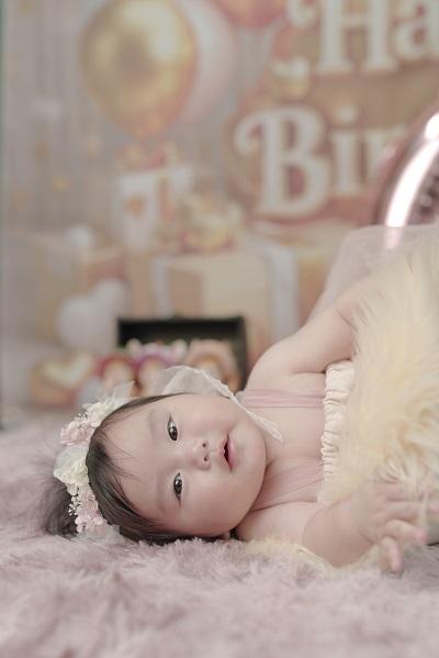 ハーフ・ファーストバースデーのスタジオ写真、大阪、平野