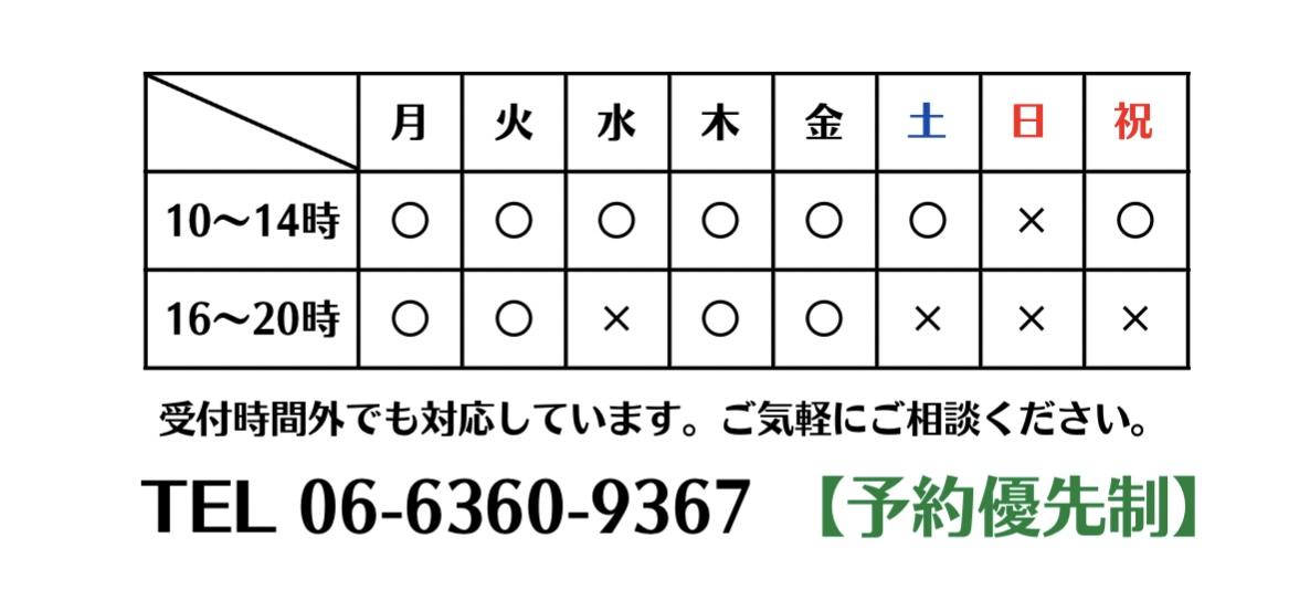 南森町 きしの鍼灸整骨院 受付時間