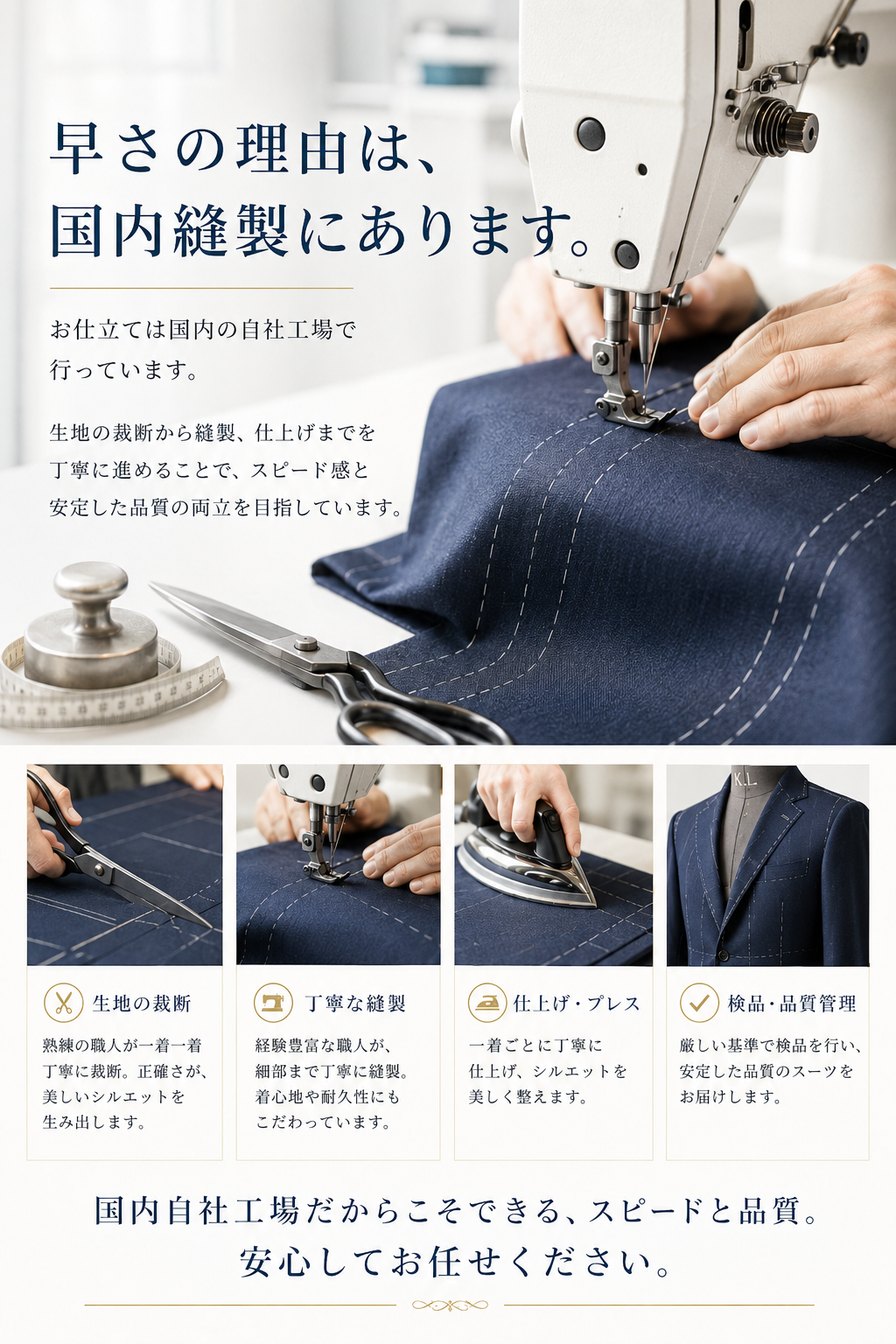 10日間納期に対応できる理由　国内縫製