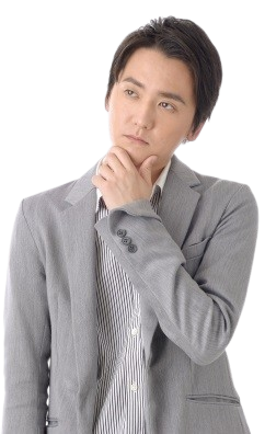 考えるスーツの男性