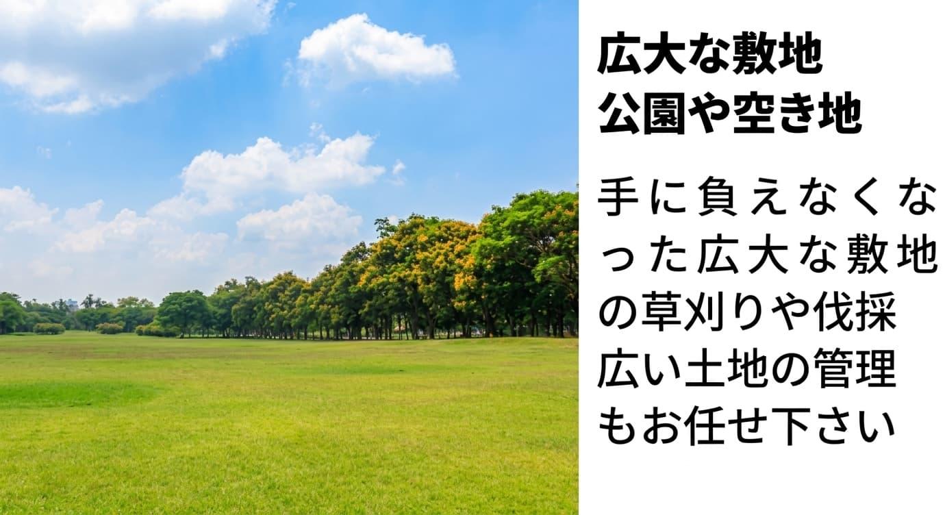 広大な敷地や公園、空き地の草刈り、剪定等の管理