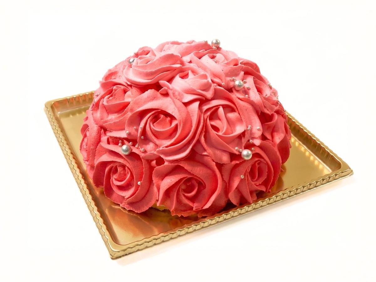 静岡市のケーキ屋リュバンでお作りした、まるで薔薇の花束のようなローズケーキ（フラワーケーキ）。奥様や彼女への誕生日プレゼント、母の日や還暦など、大切な女性へ贈るお祝いに大人気のオーダーケーキです。