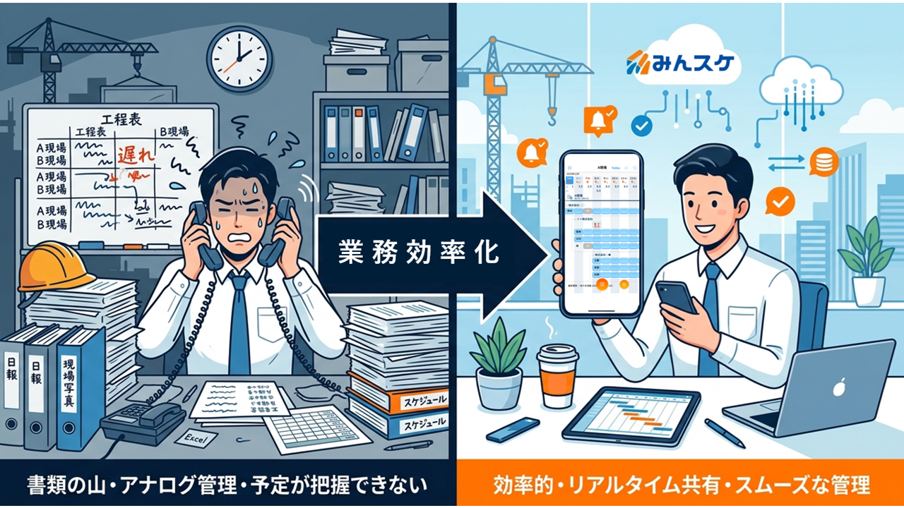 建設業界の業務効率化ならみんスケ