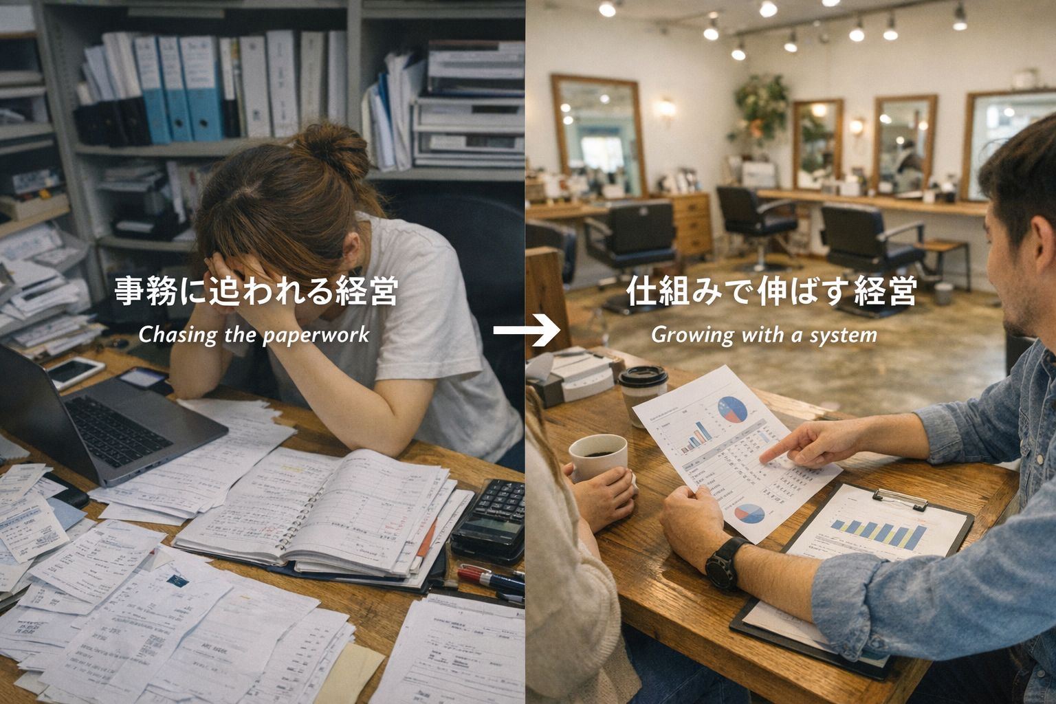 事務作業に追われる経営→仕組化して楽になった経営