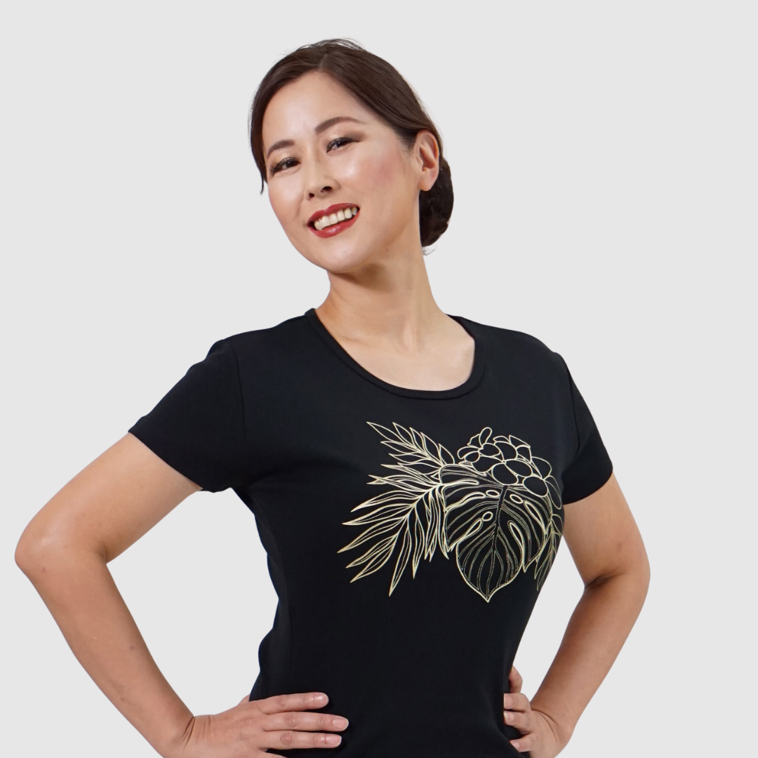 プルメリア＆リーフ<ブラック>の商品画像