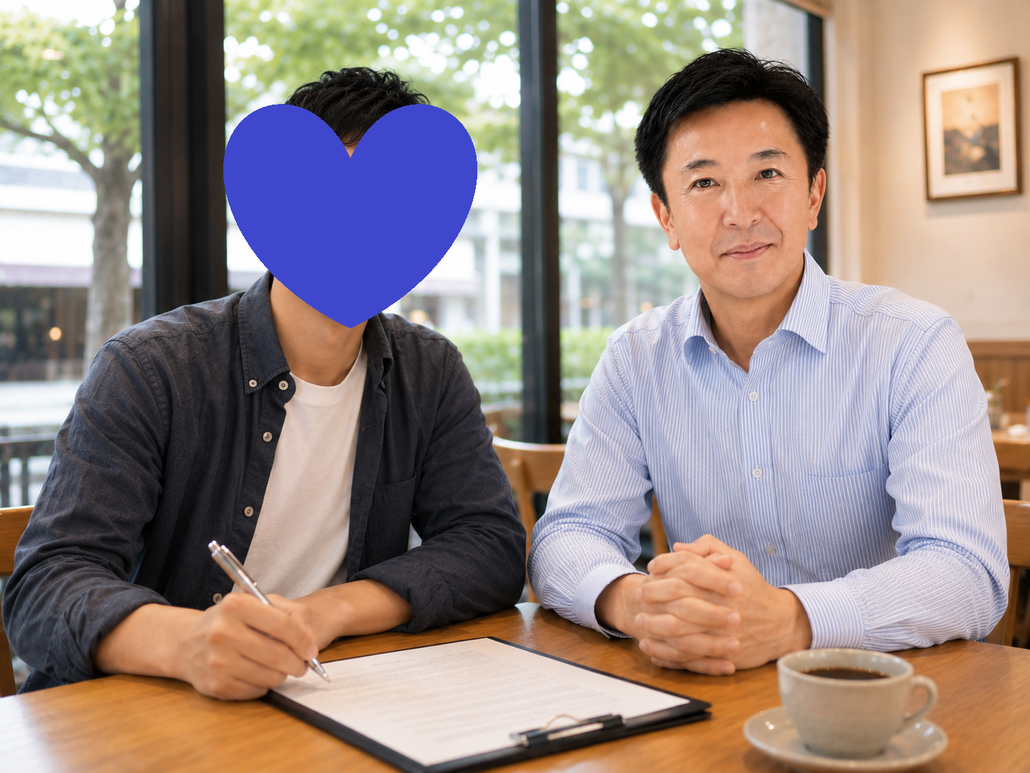 ご成婚された４４才男性会員とカウンセラーの成婚退会に向けた面談の様子