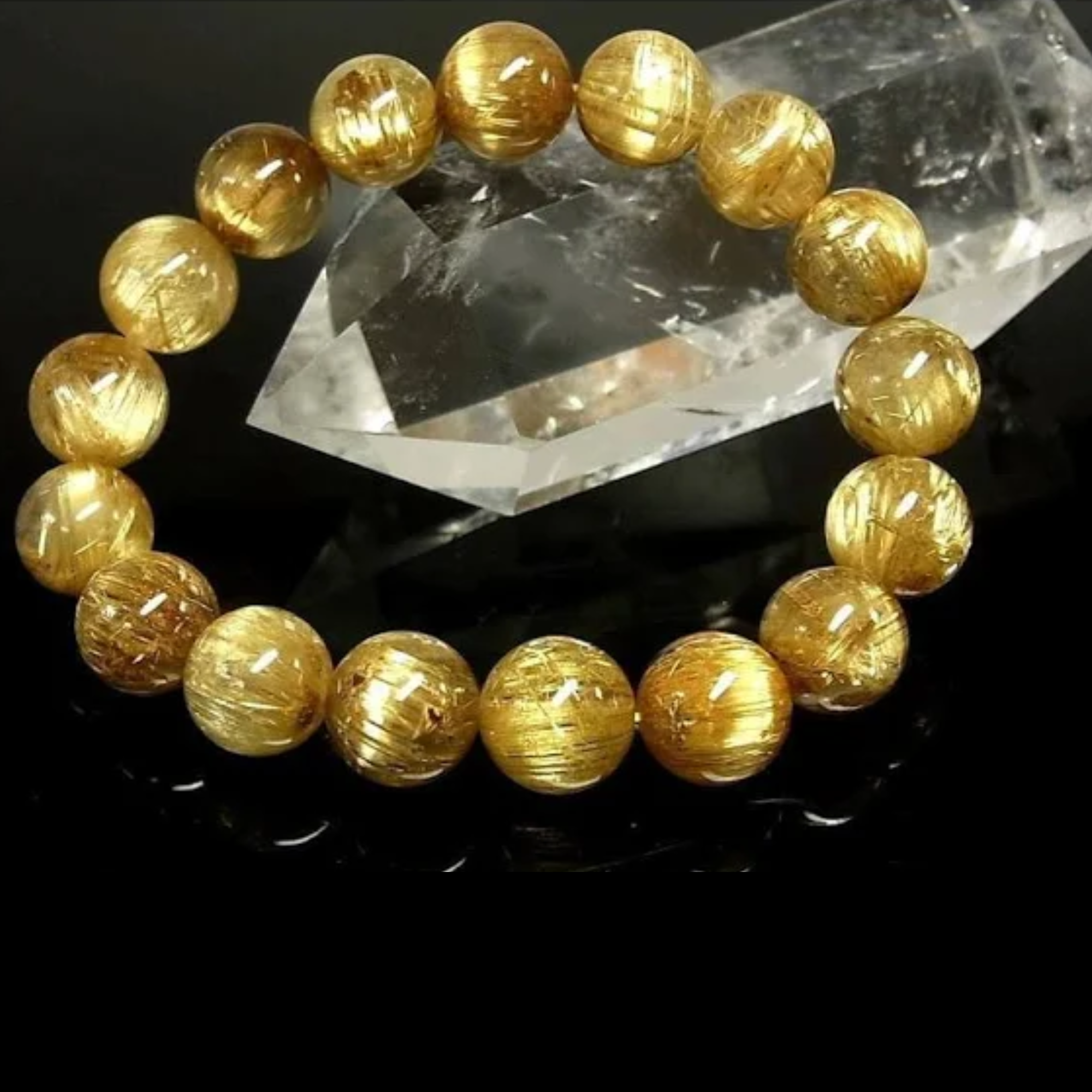 felistone パワーストーン 天然石 最高級 タイチンルチル ルチルクォーツ 水晶ブレスレットの商品画像