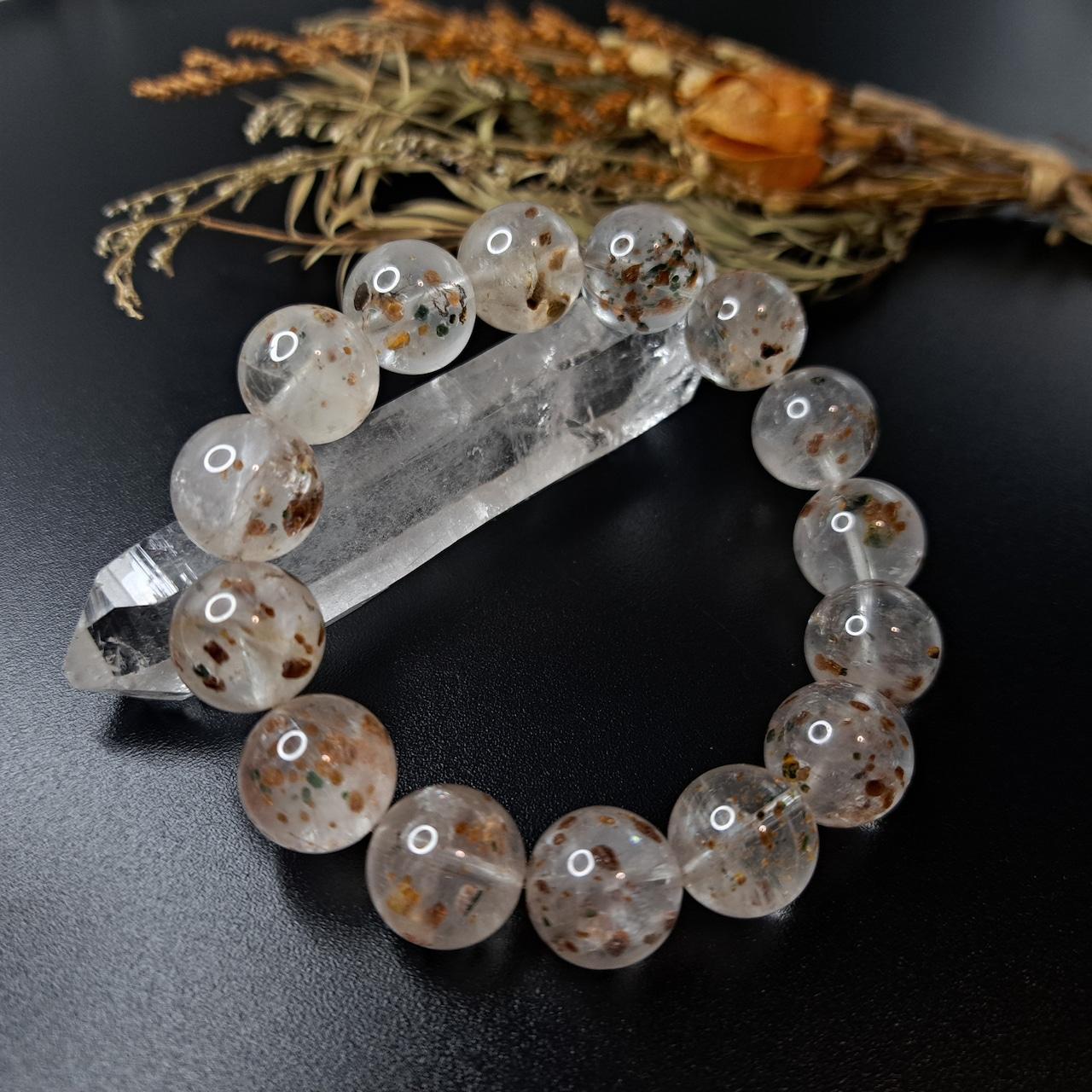 オージャイトガーネットインクォーツ＊約13.5mm＊/天然石ブレスレットの商品画像