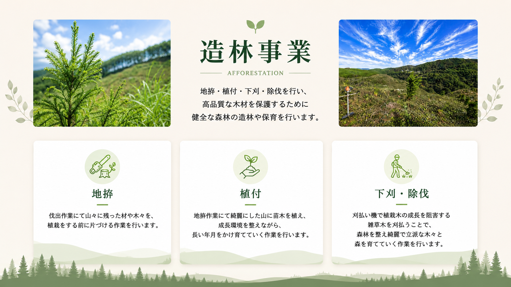 福島県いわき市常磐林業の事業概要(造林事業)