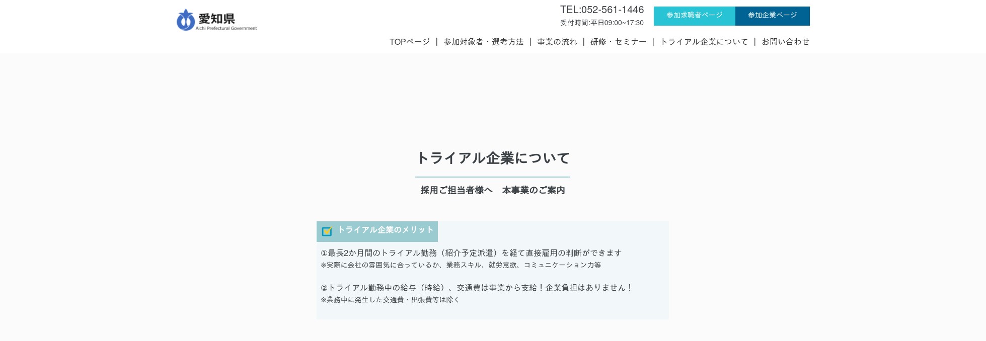 公式 愛知県 就職氷河期世代の就職サポート トライアル企業について