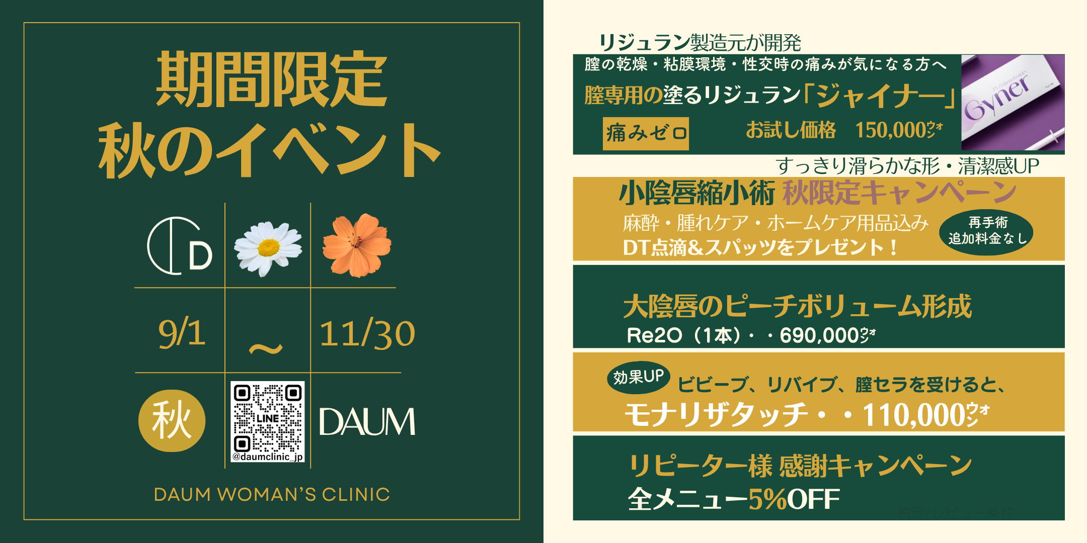 韓国ダウム女性クリニック秋の期間限定イベント