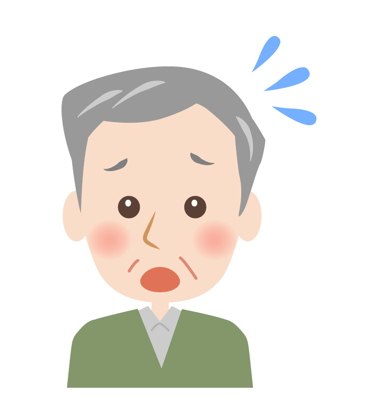 困った顔の中高年男性