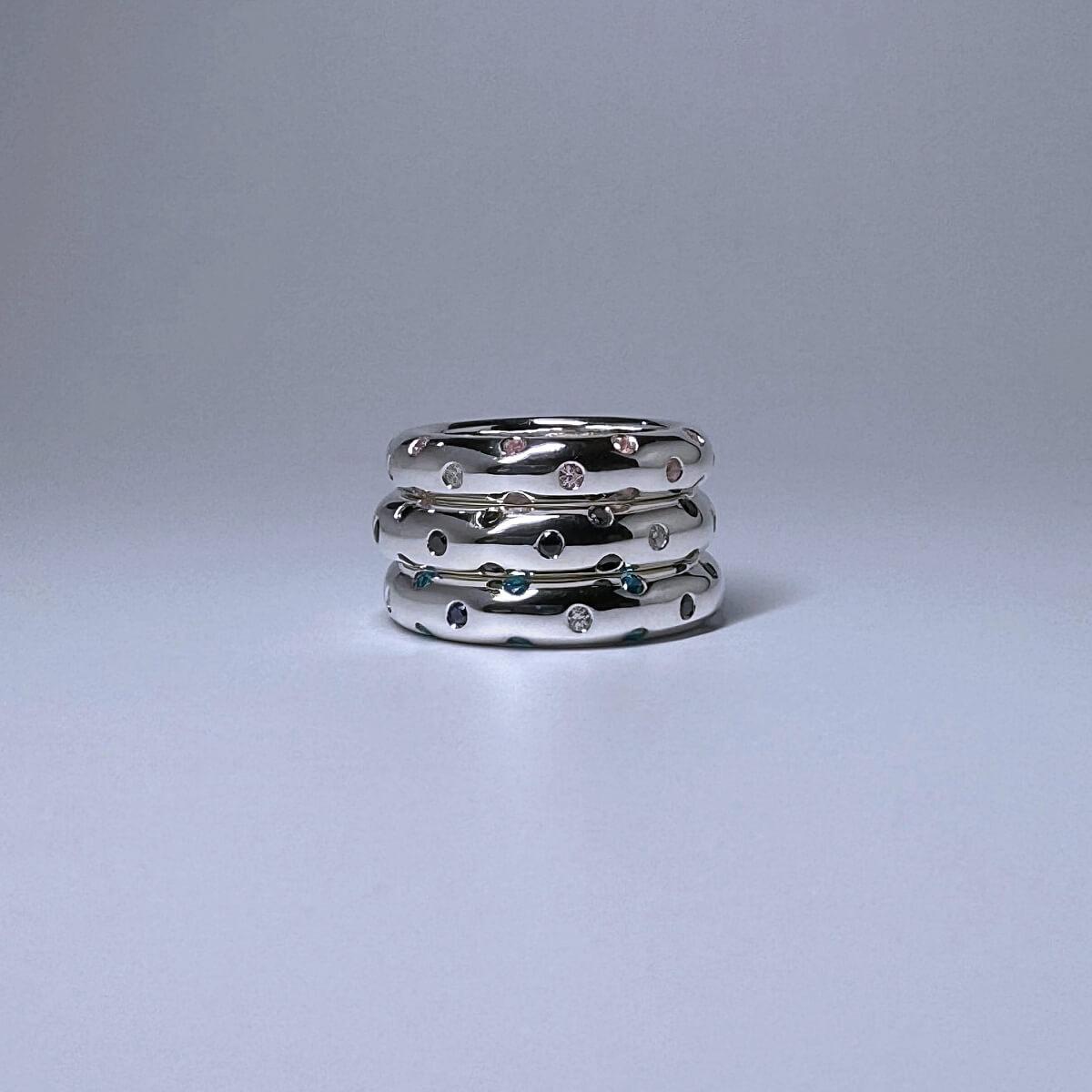【新作】４mm幅の水玉リング（ジルコニア、マルチカラー対応）の商品画像