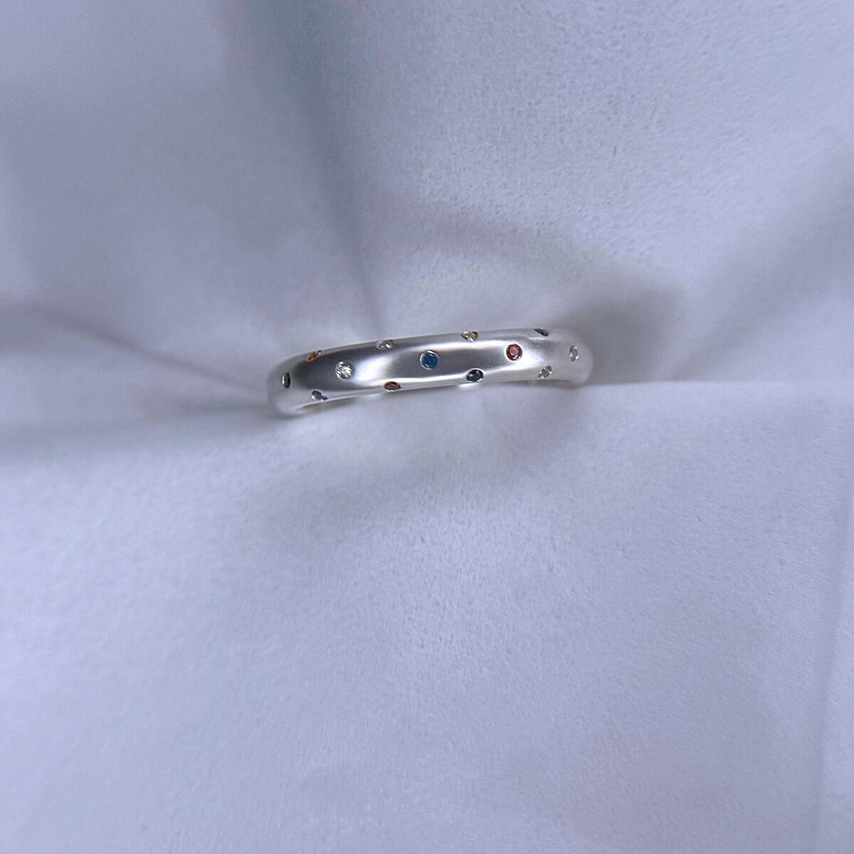 【新作】３mm幅の水玉リング（マルチカラー、ブルー系など）の商品画像