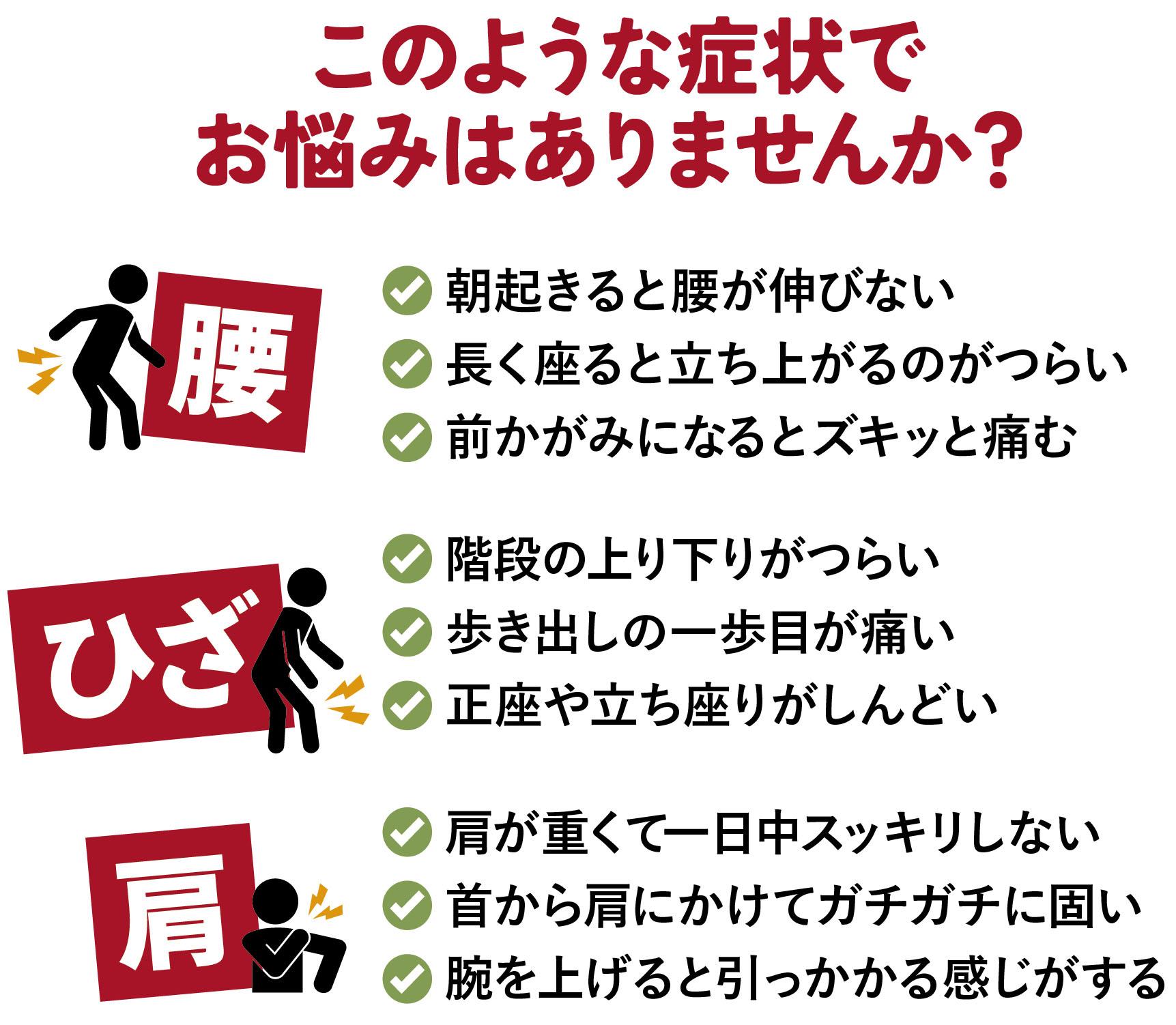 このような症状でお悩みはありませんか？｜整体やさん