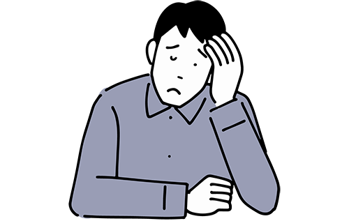 自動車ローンやカードローンなど複数の借入に悩む男性のイラスト