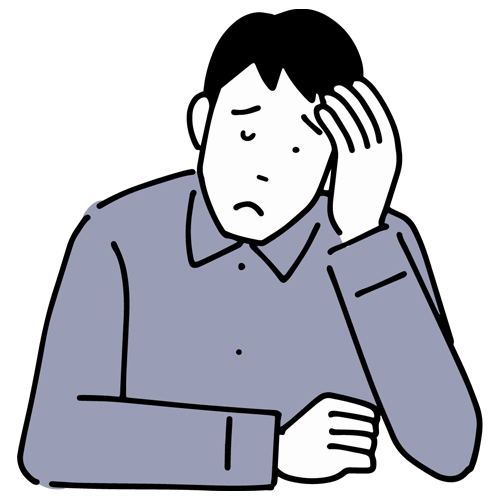 自動車ローンやカードローンなど複数の借入に悩む男性のイラスト