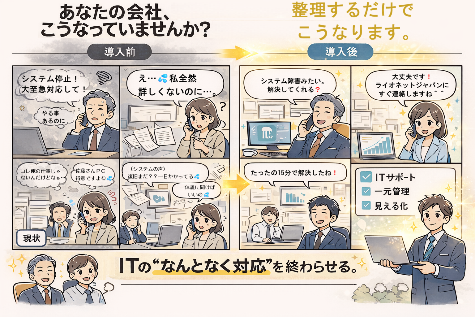 導入前と導入後の比較漫画